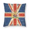 Federa Quadrata Cuscino Bandiera Regno Unito Stemma Reale Poliestere Lino Velluto Fantasia Zip Decorativa Copricuscino Stanza Vendita all'Ingrosso