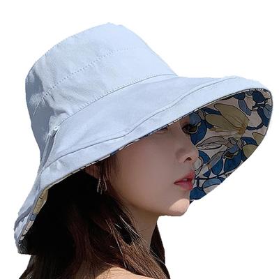 Reversible Sun UV Sun Summer Hat with Wide Slimming Stylish Hat01 [saliwind] Women's Hat, Protection, Cut, Hat, Strap, Cotton, Brim, Effect, 56-58cm,