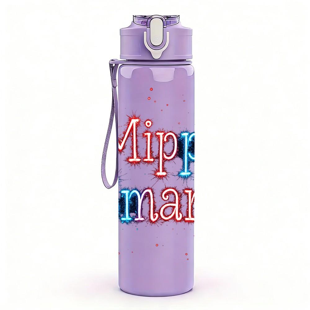 1PC Minny Smart Colorful Letter Print 750ml Color Plastic Sports Water Bottle Leakproof Flip Straw Lid Suitable for Sports Office Home Use