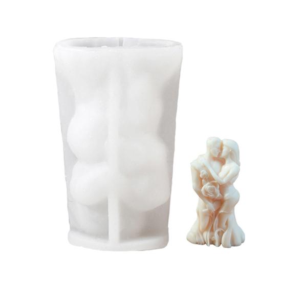 DIY Valentine's Day Silicone Mold Couple Embracing Heart Shape Mold for Aromatherapy Candles Plaster