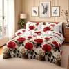 Red White Rose Floral Bedding Set Romantic 3D Print Duvet Cover Pillowcase Breathable Wrinkle-Free For Valentine Bedroom Decor