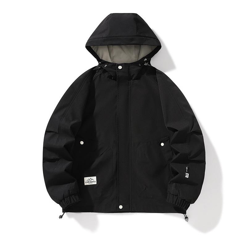 Spring and Autumn New Men's Jacket Men's Hooded Versatile Loose Workwear Casual Teen Solid Color Men's Jacket
