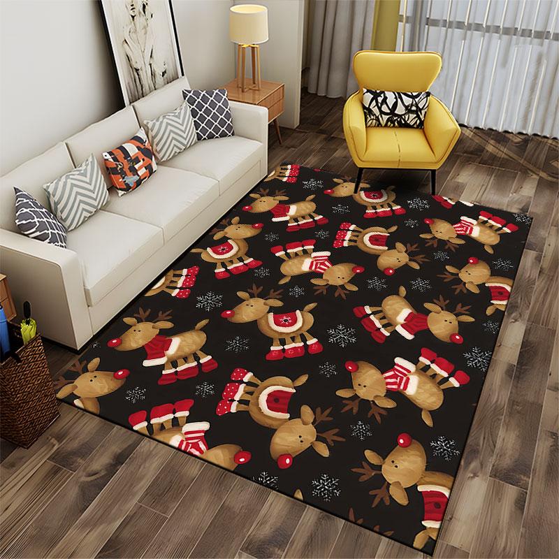 Christmas Reindeer Pattern Carpet suitable as a non-slip mat for the living room or bedroom sofa