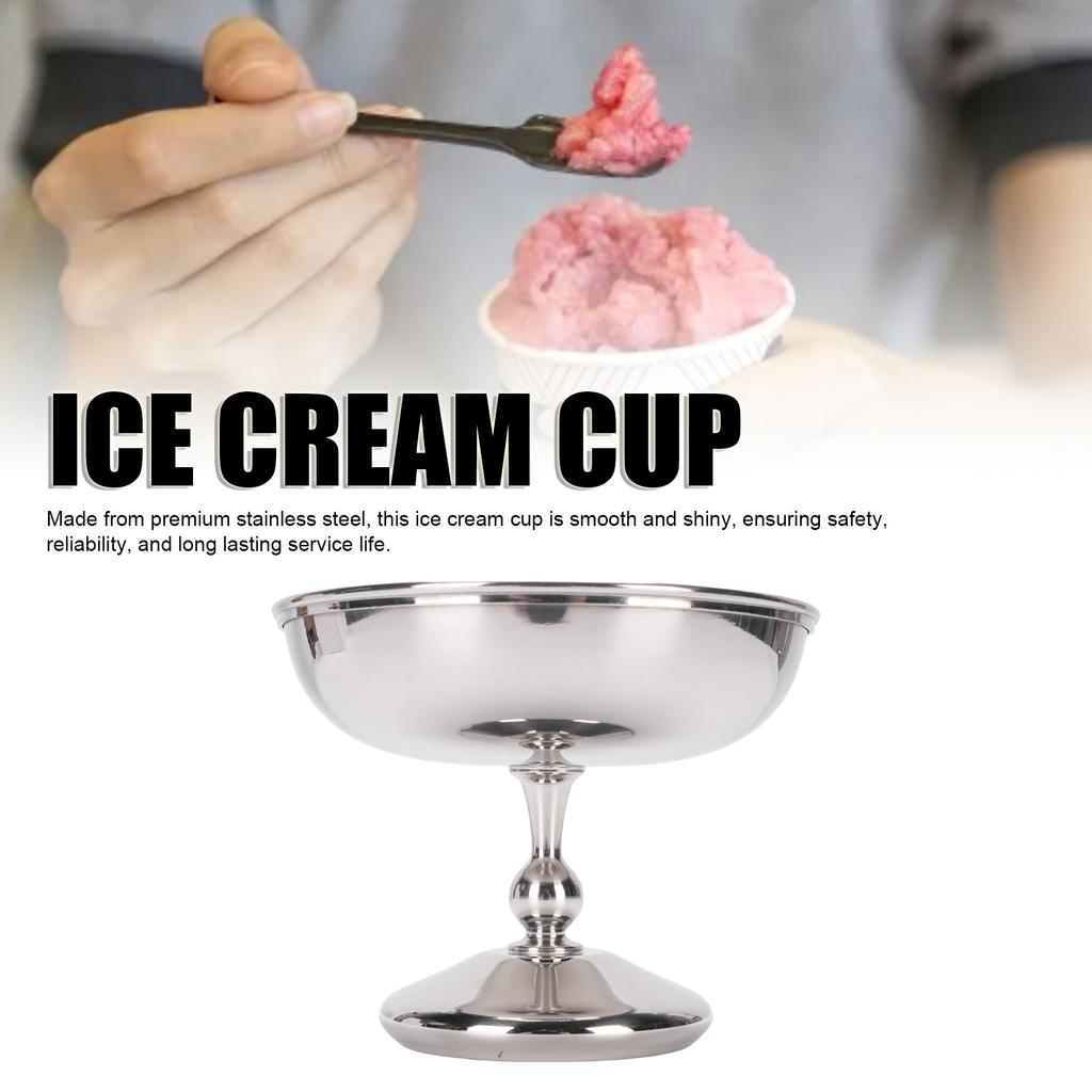 Dezertní pohár Pohár na zmrzlinu Nerezová servírovací dezertní miska Kulatý pohár na svačinu a cukroví se stopkou na salát Ovoce Puding Jogurt Párty