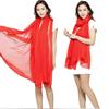 Summer Solid Color Imitation Silk Super Large Silk Scarf Seaside Beach Towel Long Spring and Summer Women's Chiffon Scarf Pleated Shawl