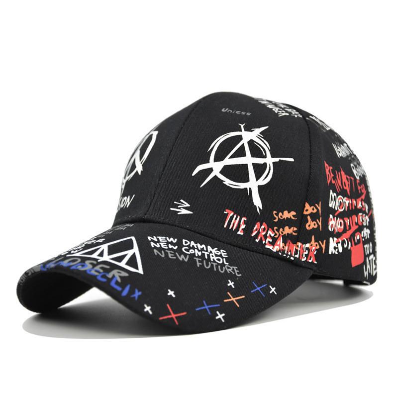 Trendy Graffiti Print Baseball Cap Unisex Cotton Fashion Hat Outdoor Sunshade Cap