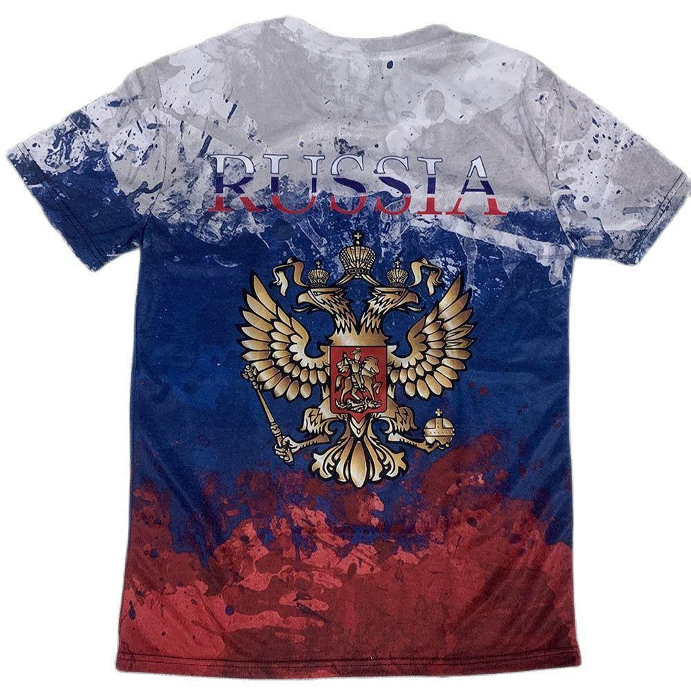 Summer Round Neck 3D Russian Bear Print Top Fashionable Casual Short Sleeved Men's T-shirts