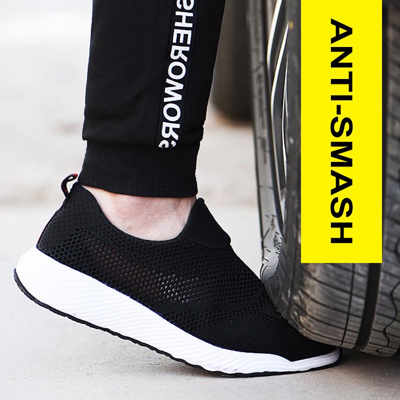 Steel Toe Anti-Puncture Men's Safety Shoes Summer Lightweight Breathable Work Safety Shoes Men Women Work Sneakers