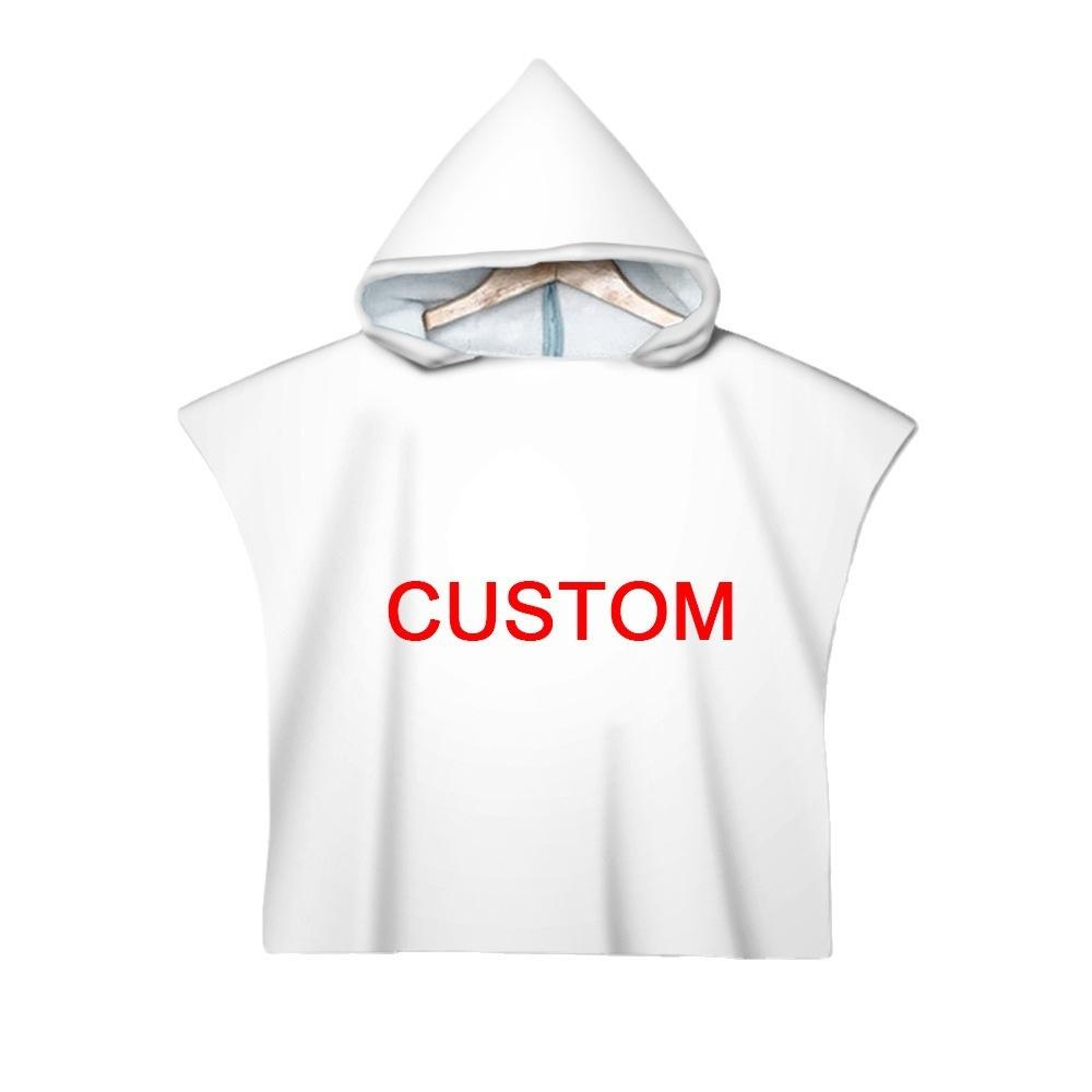 Custom Photo Logo Printed Hooded Towel Microfiber Children's Name Personalized Quick Dry Bathrobe Surf Cloak Cape Adult Kids