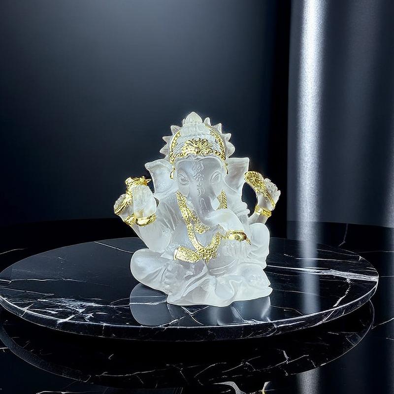 Ganesh Hindu Elefantgud for Suksess Statue Resin Gjennomsiktig Figurin Ornament Hjem Interiørdekorasjon Håndverk
