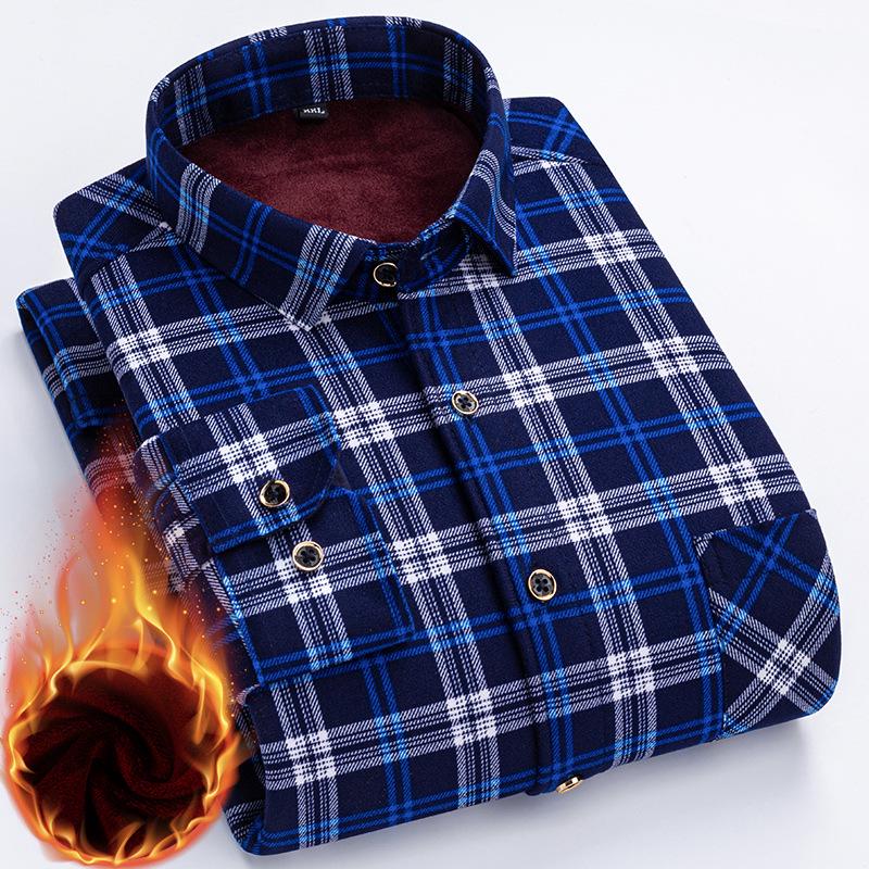 Cămașă groasă cu carouri și căptușeală din fleece pentru bărbați pentru Toamnă/Iarnă – Opțiuni multicolor disponibile