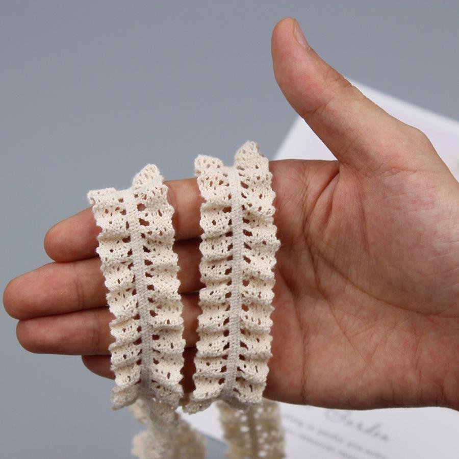 Off-White Elastic Cotton Lace Handmade Fabric Trim for Socks, Skirts, and Curtains - Zuleidezhu.