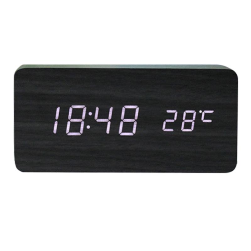 Silent LED Retro Wooden Alarm Clock - Creative and Luminous for Bedroom or Living Room
