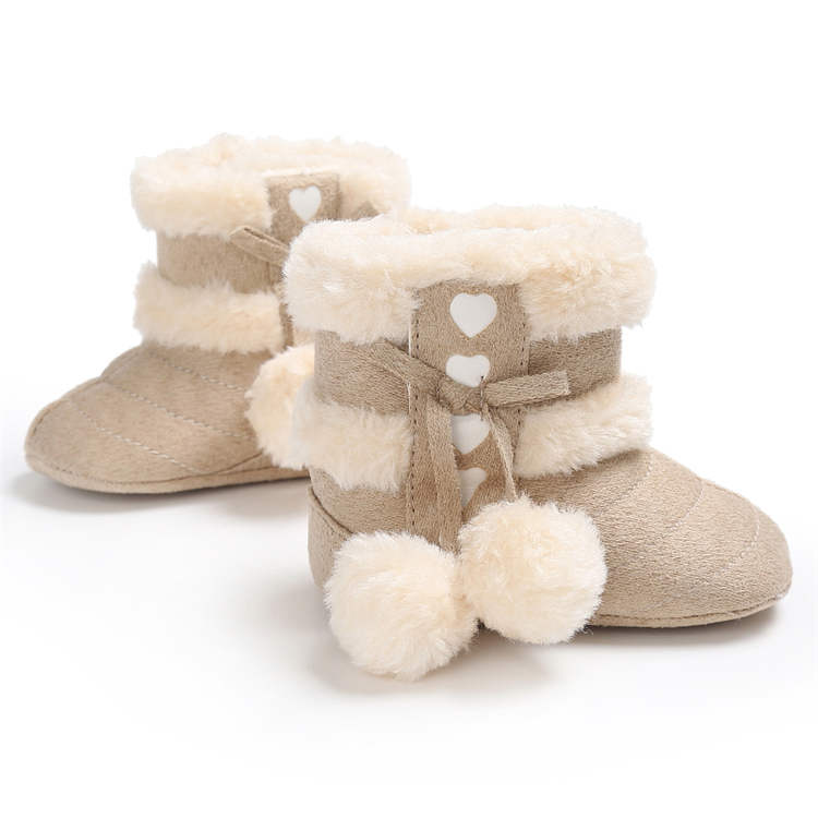 Winter Snow Baby Boots Warm Fluff Balls Indoor Cottton Soft Rubber Sole Infant Newborn Toddler Baby Shoes