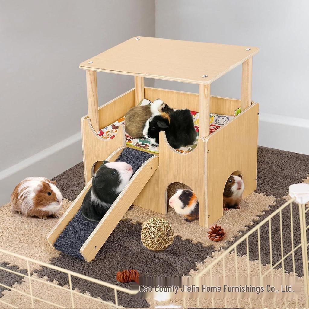 Wooden Hamster Nest with Cave, Climbing Ladder, and Guinea Pig Hideout