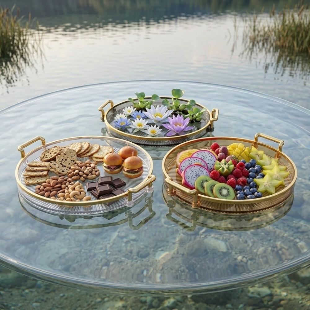 Glossy Decorative Platter Plastic Display Plate Lightweight Plastic Tray Home