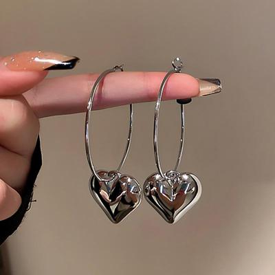 Brincos Geométricos de Coração de Amor para Prevenir Alergia para Mulheres Meninas Modernos Minimalistas Doces Joias de Festa de Noivado Presentes