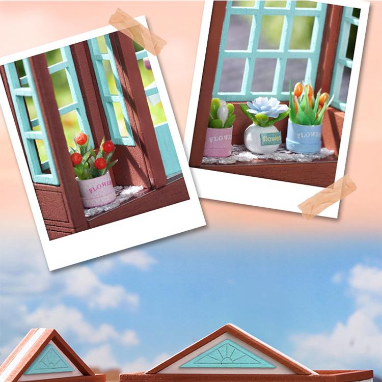 Diy Mini Wooden Dollhouse With Furniture Light Doll House Casa Assembly Model Pink Princess Villa Architecture Kit Toys Birthday