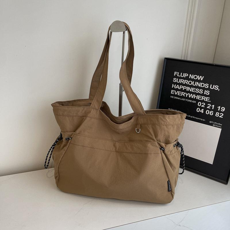 Large Capacity Go Out Canvas Bag Light Casual Messenger Bag Women's Multi-functional Trendy Solid Color Simple Student Shoulder Bag