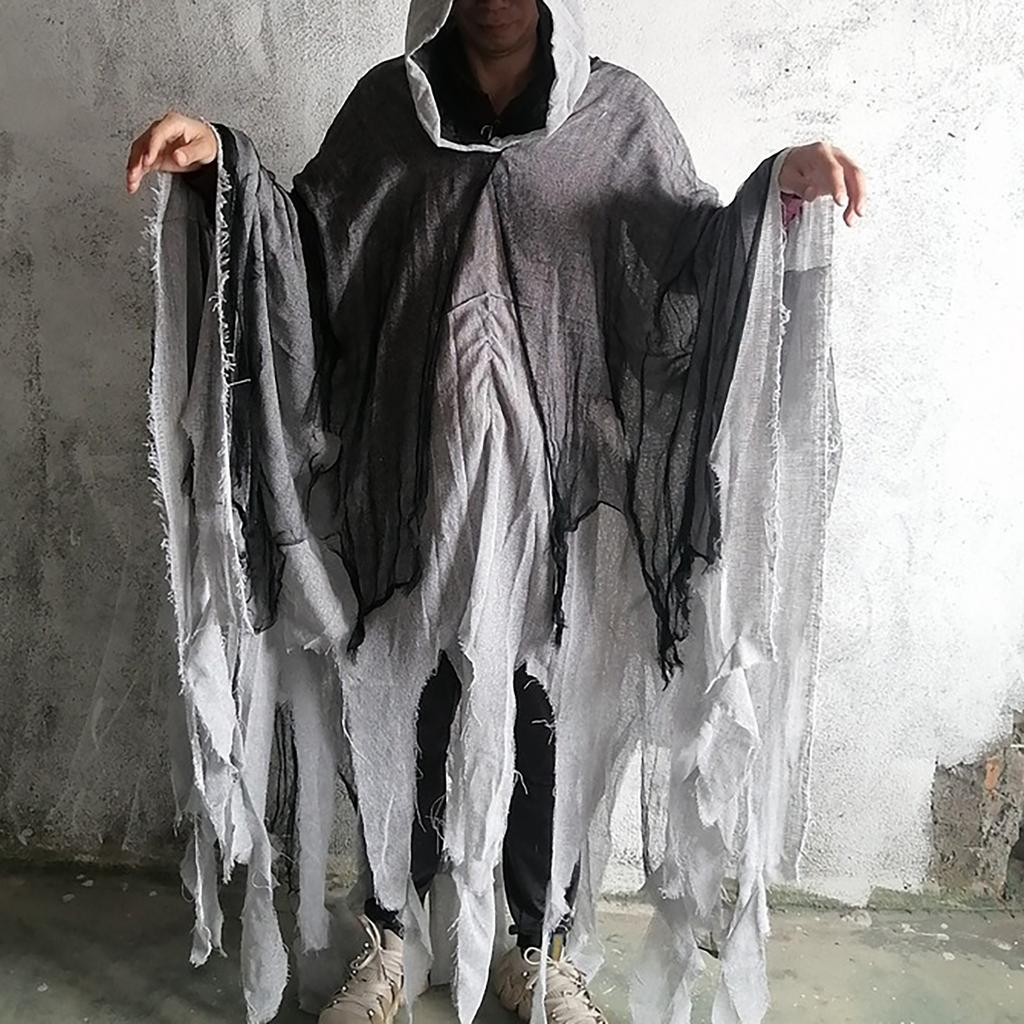 Death Cape Halloween Cosplay Unisex Horror Ghost Dementors Evil Wizzard Cloak Gothic Horror Zombie Tattered Hooded Capes