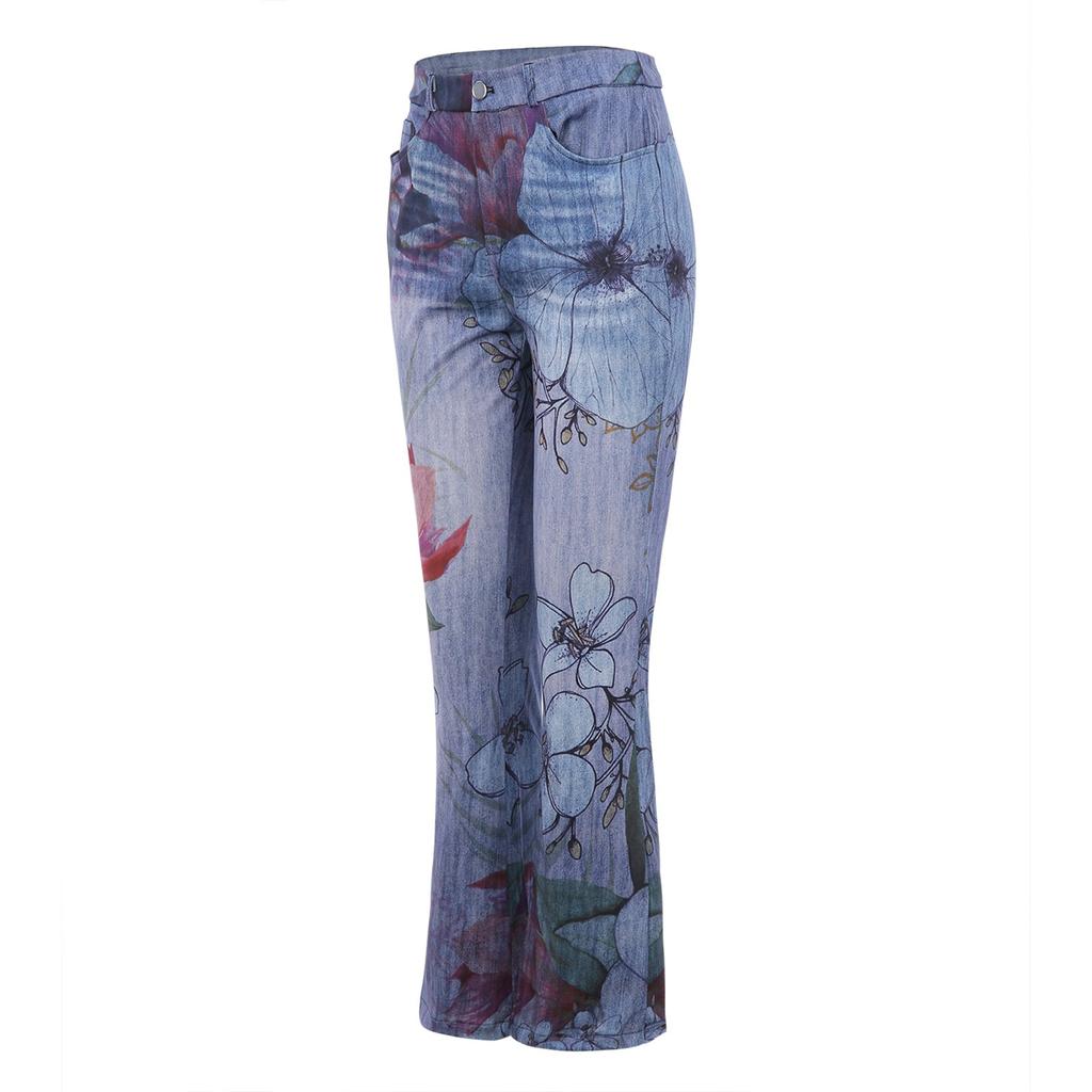 Ladies Casual Wide Leg Pants Straight Leg Pants Beltless High Waist Pants