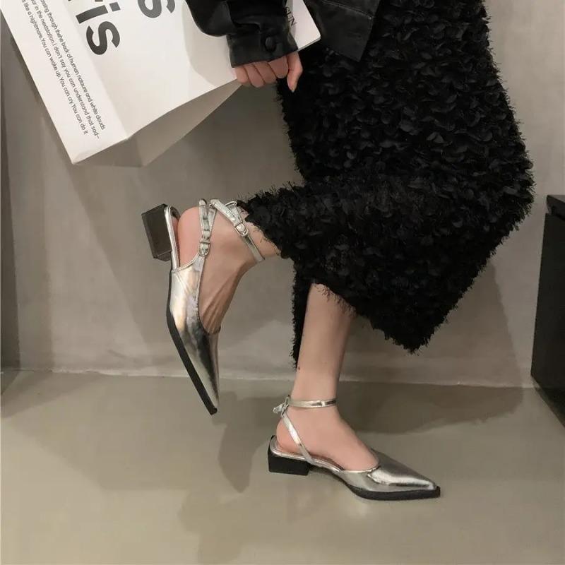 Trendy Design with Heel Shoes 2024 Summer New Daily Low Heel Solid Color Simple Luxury Women's Shoes Sandalias Zapatos De Mujer