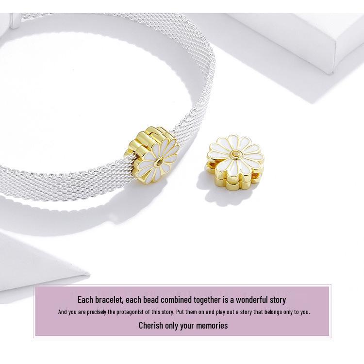 Daisy 925 Silver Gold-Plated Zircon Beaded Bracelet SCX118