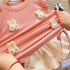 Girls Summer Cute 3D Bunny Drawstring Top And Bud Shorts Two Piece Set Trendy Kids Outfit