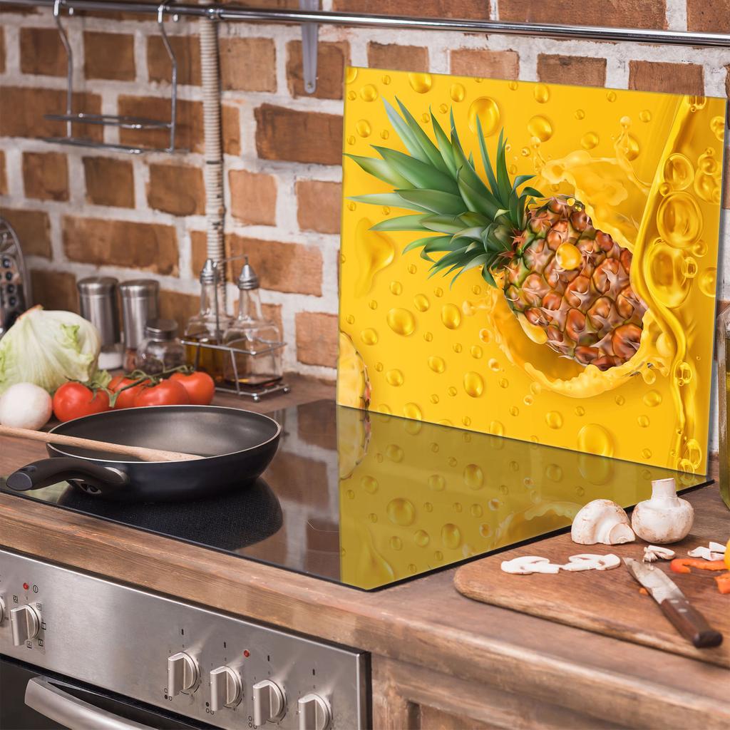 Szklana płyta ochronna na kuchenkę 60x52 Ananas