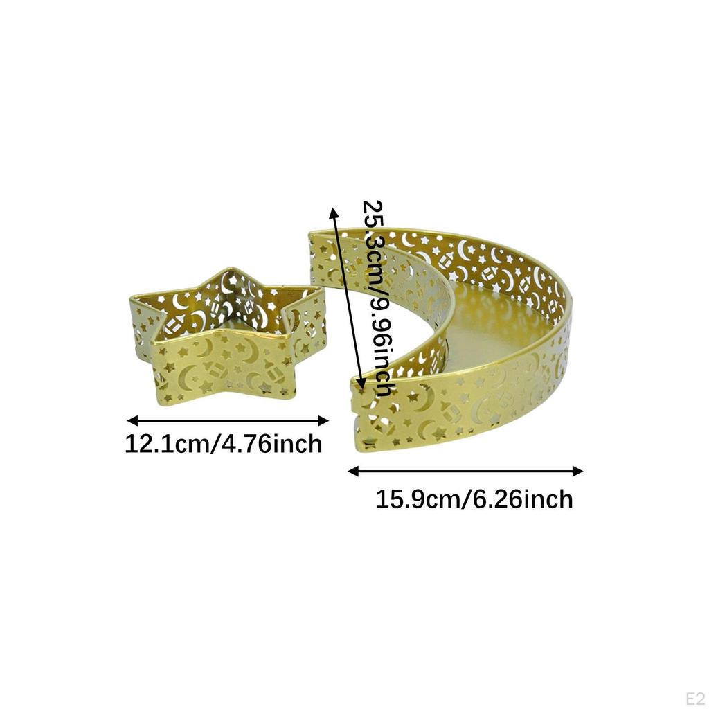 2 Stück Eid Mond Stern Speiseteller Tablett Obst Geschirr Tischdeko Mubarak Desserttabletts