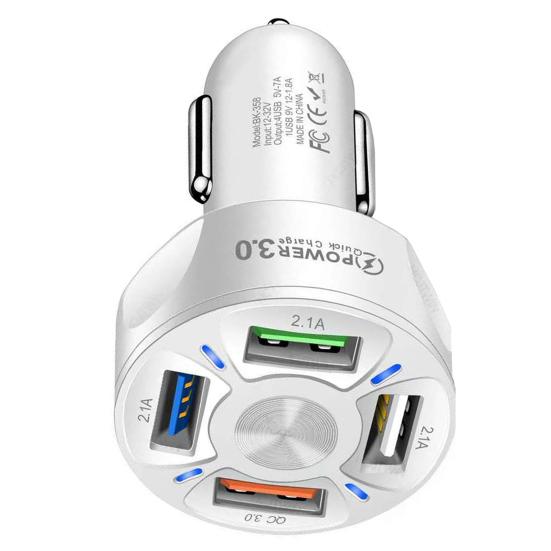 Portable 4 USB Ports Mini QC3.0 Fast Charging Car Charger