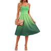 Women Sleeveless Dress Adjustable Straps Casual Midi Dress with Pockets Gradient Print Summer Dress for Everyday Wear