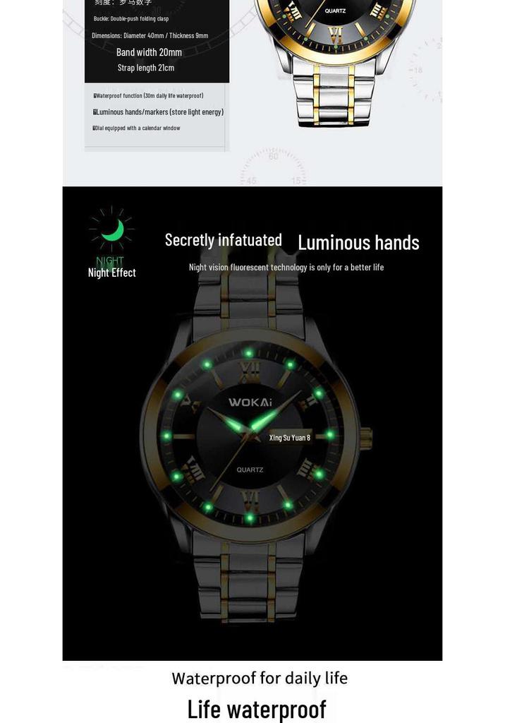 Brand 1807 Men's Automatic Double Calendar Luminous Waterproof Wristwatch – Casual Business Style