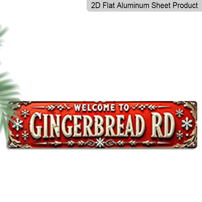 

2D Flat, 1pc, 3.94 X 15.74 Inches Aluminum Decorative Sign - Vintage Welcome To Gingerbread Rd Aluminum Street Sign - Rustic Metal Wall Decor for 40cm x 10cm