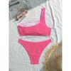 Bikini Monospalla Costumi da Bagno Donna Costume da Bagno Femminile Set Bikini Due Pezzi Imbottito Costume da Bagno Swim