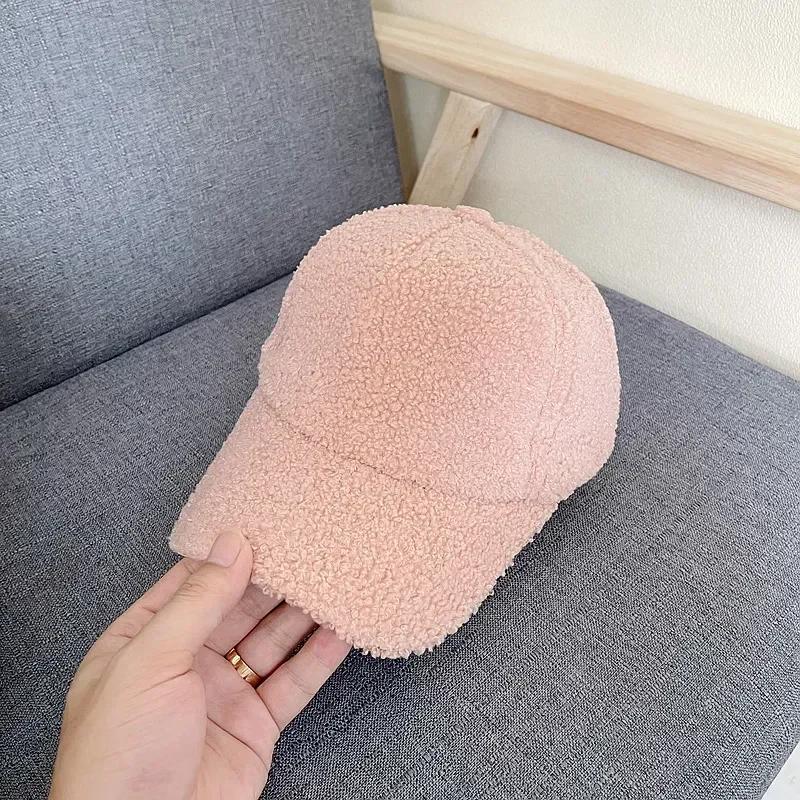 New Winter Women Baseball Cap Artificial Lamb Wool Hats Version Tide Warm Cap Plush Baseball Caps Autumn Baseball Cap for Women