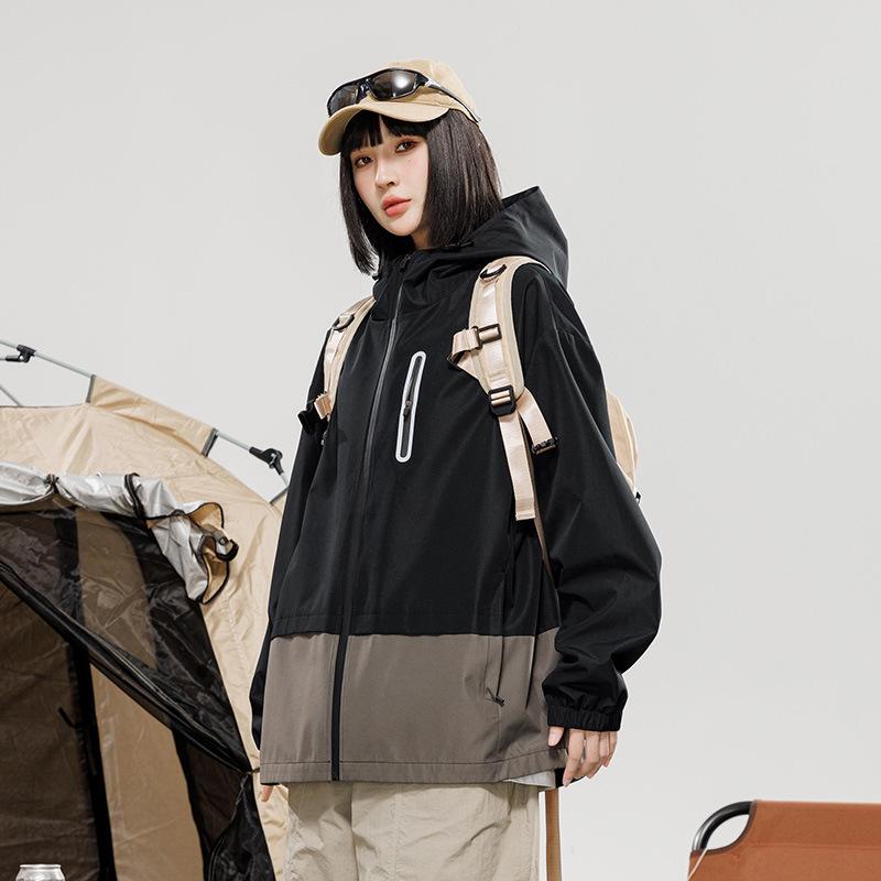 Trendy American Windbreaker Jacket - Unisex Hooded, Lightweight, Autumn/Winter, Waterproof & Breathable