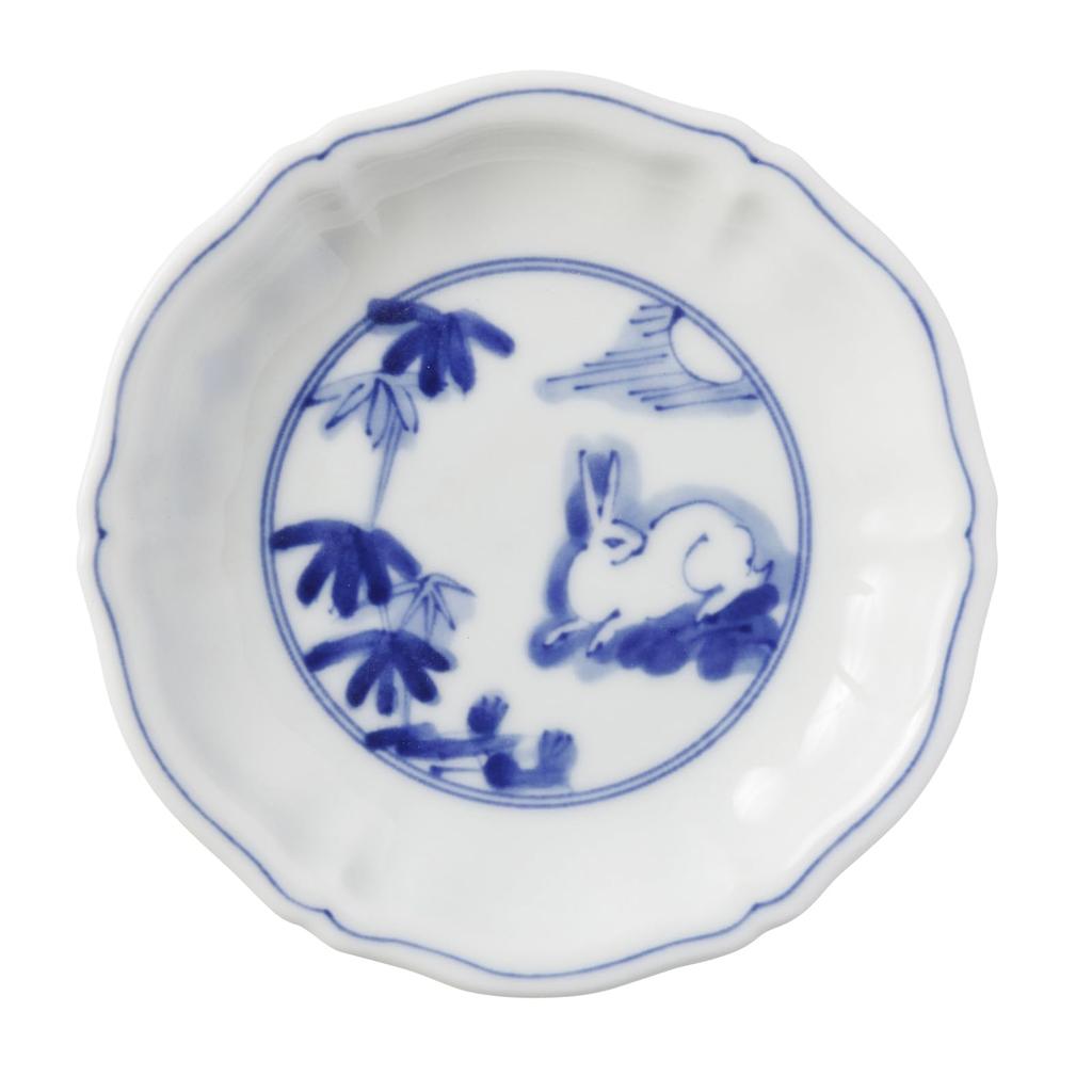 Mino ware small plates and soy sauce set of approximately 12cm in microwave and dishwasher bamboo rabbit made in product number dishes, 5, diameter,