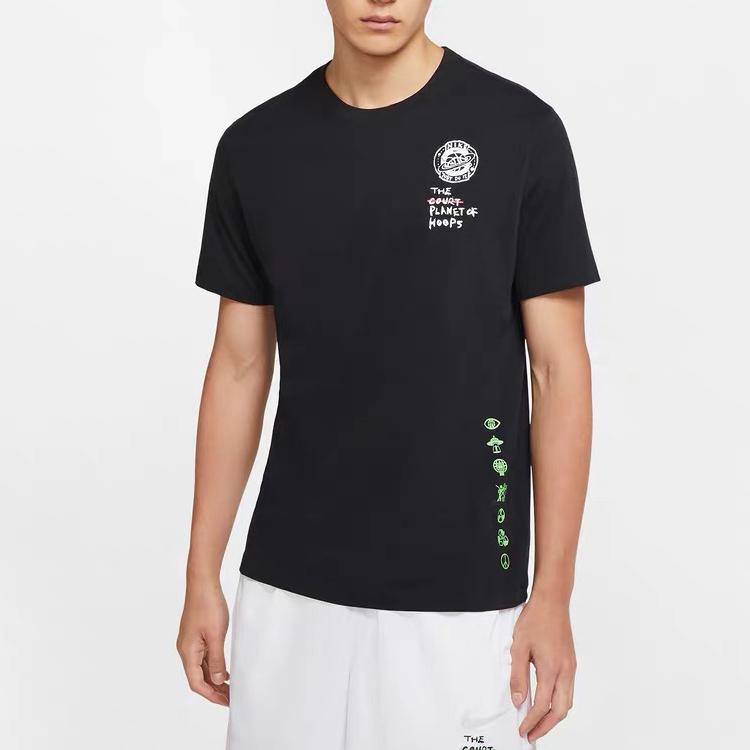 Nike Summer Hoops Basketball Short Sleeve T-Shirt Men Tops Black CW4817-010