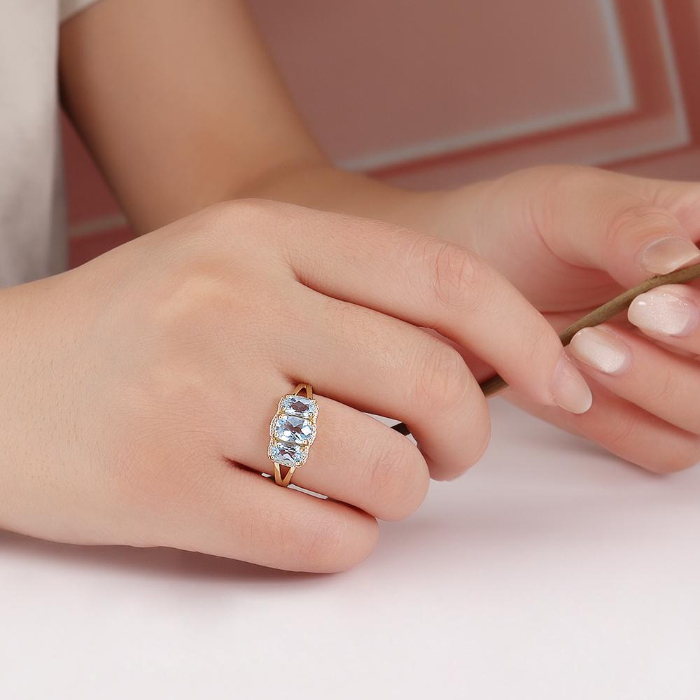 Natürlicher Himmelblauer Topas Ring Ohrringe Set 925er Sterlingsilber November Geburtsstein Feinschmuck für Damen Jubiläumsparty Geschenk
