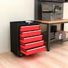 5-Drawer Tool Chest with Wheels, Steel Lockable Tool Storage Cabinet with Handle, 2 Keys for Garage, Workshop, Red