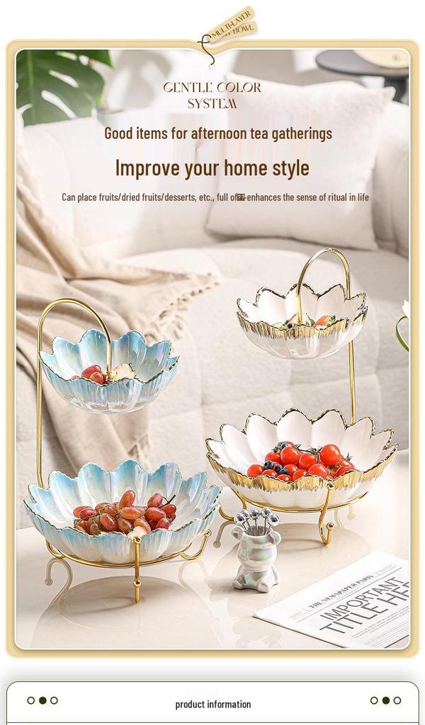 European Light Luxury Multi-layer Fruit and Candy Plate for Housewarming or New Home