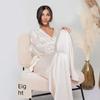 2022 New Ladies Satin Top + Trousers Casual Loose Pajama Set