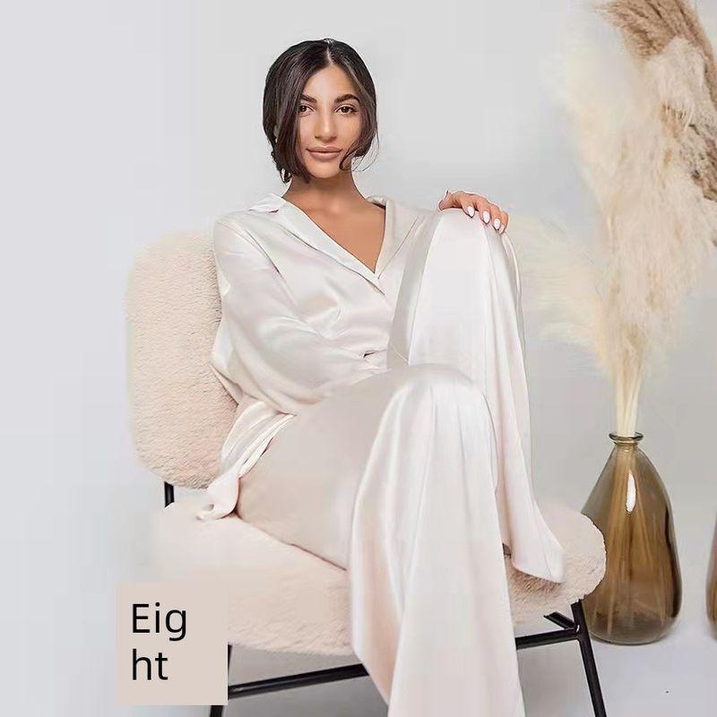 2022 New Ladies Satin Top + Trousers Casual Loose Pajama Set