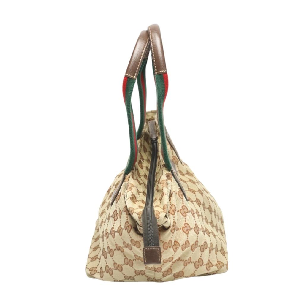 Gucci Sherry Line GG Canvas Handbag Tote Bag Beige Women 131228 Used