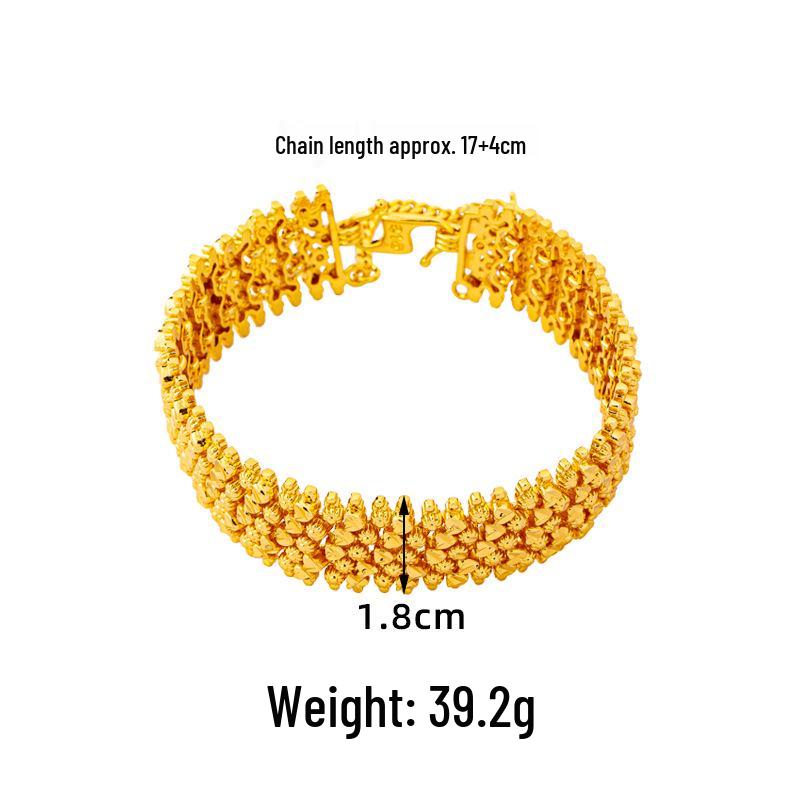 Vintage Vietnamese Sand Gold Bracelet – Women's Imitation Gold with Flowing Light Beads, Long-Lasting Color Retention