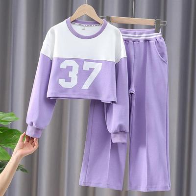 Mädchen Sportanzug für Frühling & Herbst: Langärmeliges Sweatshirt & Freizeithose, Zweiteiliges Set für ältere Kinder
