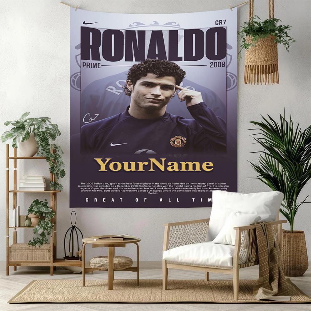 Cristiano Ronaldo Custom Your Name Wall Decor Tapestry Art For Pet Memorial Birthdaywedding Party Backdrop Family Gift