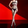 Sexy Women Fish Mesh Strap Jumpsuit Lace Patchwork Bodysuit Open Crotch Maid Tights Elastic Leotard Dance Bodystocking