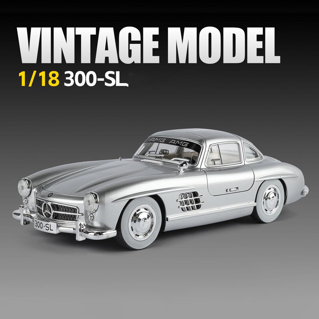 EFVAK1 NEW 1:18 Benzs 300SL Alloy Car Model Sound and Light Pull Back Children's Toy Collectibles Birthday Gift